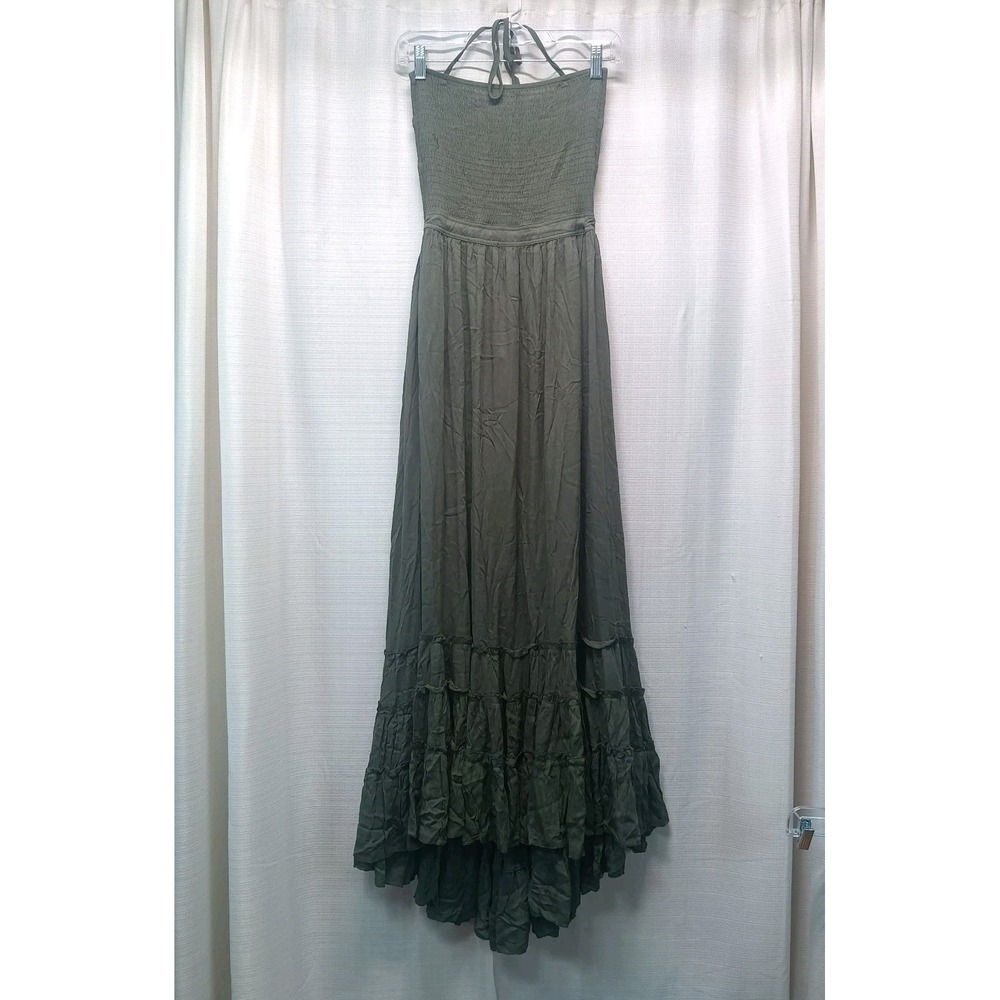R Vivimos Womens L Maxi Dress Backless Smocked Resort Goddess Boho Vacation NWT